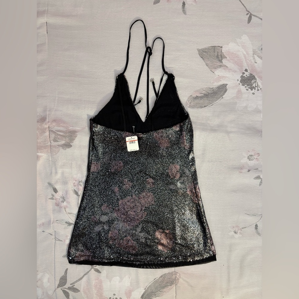 NWT Free People Double Take Sequin Mini Dress In Moody Floral Combo Sz XS - - Picture 13 of 15